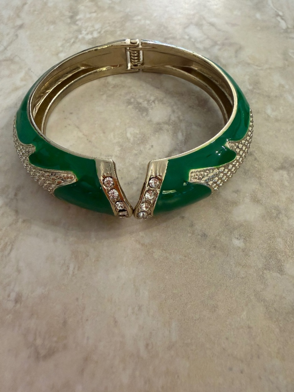Alexis Bittar Emerald Green Cuff Bracelet with Crystals
